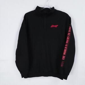 Budweiser Sweater Mens XL Black Red Half Zip The World Is Yours To Take Casual